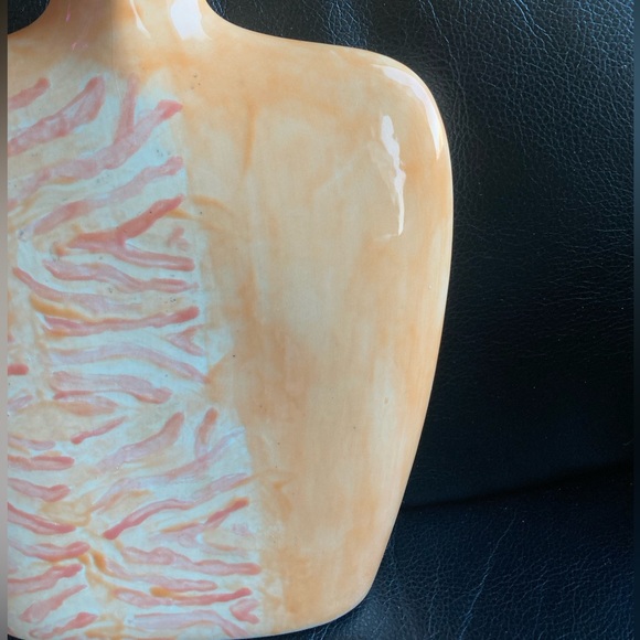Vintage Art Deco Glazed Ceramic Vase with Peach, Yellow and White Designs - Picture 6 of 12